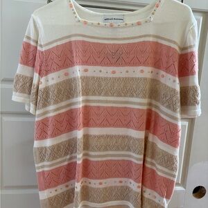 Alfred Dunner Cream Boxy Short Sleeve Tee